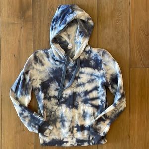 Navy and White Tye-Dyed Hooded Sweatshirt- size XS